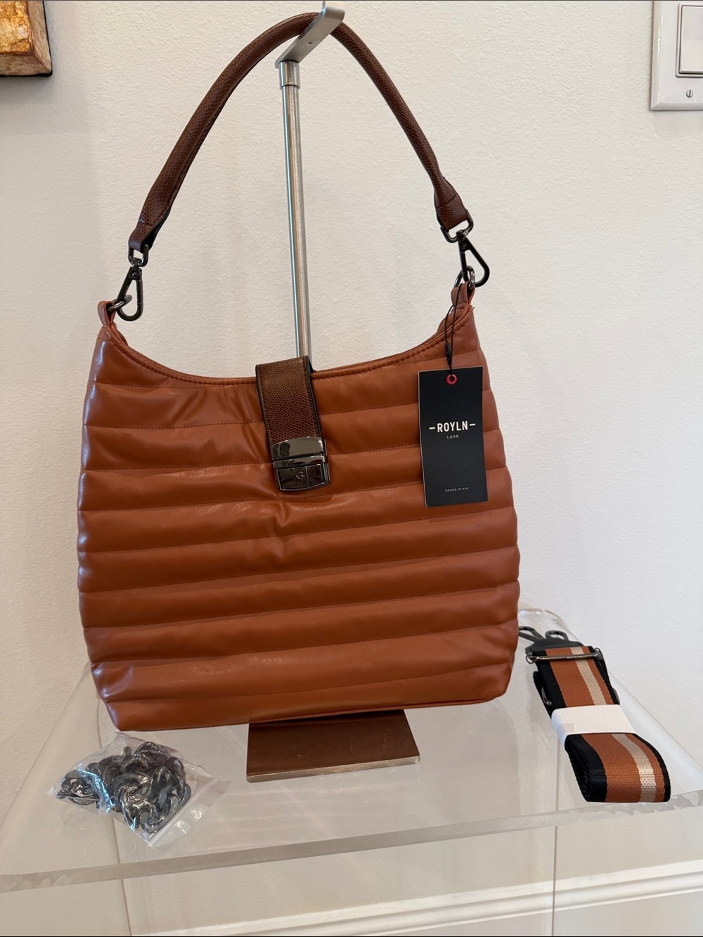 THINK ROYLN Cognac Quilted Shoulder Bag